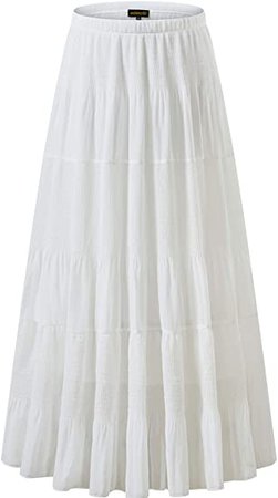 NASHALYLY Women's Chiffon Elastic High Waist Pleated A-Line Flared Maxi Skirts at Amazon Women’s Clothing store