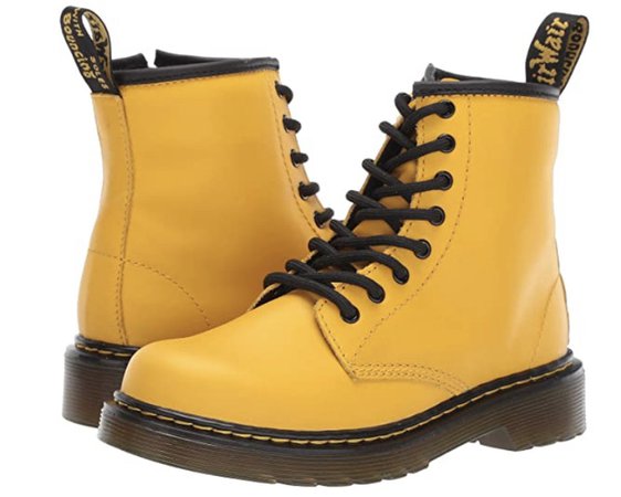 yellow and black doc martens