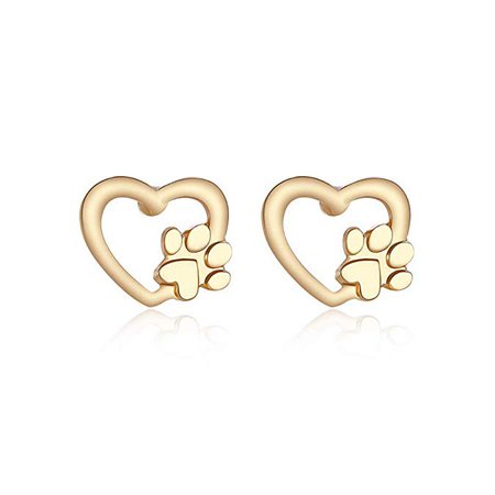 Amazon.com: MIXIA Hollow Heart Stud Earrings for Women Pet Dog Paw Footprint Earings Cute Cat Animal Pawprint Jewelry (Gold): Clothing