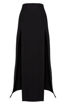 Black Double Split Maxi Skirt | Skirts | PrettyLittleThing
