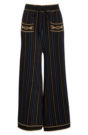 Gucci Metallic Stripe Jacquard Wool Sweater Pants | Nordstrom