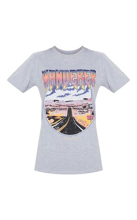 Grey Wanderer Oversized T Shirt | Tops | PrettyLittleThing