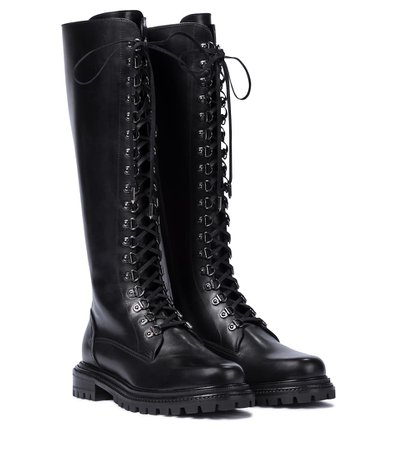 Aquazzura - Combat leather knee-high boots | Mytheresa