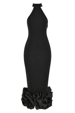 Clothing : Maxi Dresses : 'Juniper' Black Peplum Maxi Dress