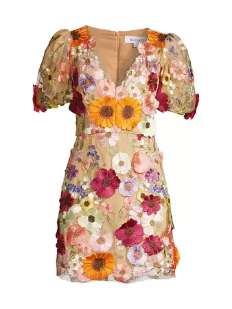 Shop Elliatt Rosalind Floral Applique Minidress | Saks Fifth Avenue