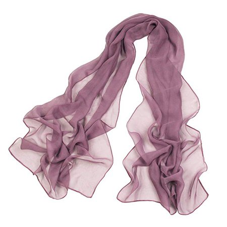 Purple Chiffon Scarf for Women - PANTONIGHTAll Seasons Purple Color Lightweight Sheer Long scarf(Dark Purple S) at Amazon Women’s Clothing store: