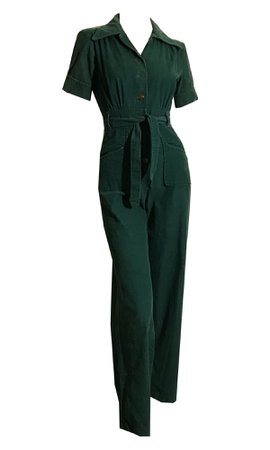 Pine Green Corduroy Belted Jumpsuit circa 1970s – Dorothea's Closet Vintage