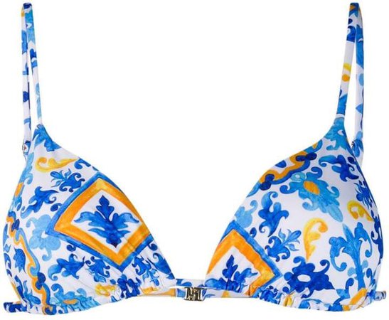 Janet maiolica-print bikini top
