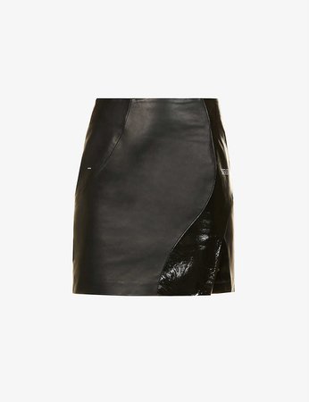 OFF-WHITE C/O VIRGIL ABLOH - Spiral Split high-waist leather mini skirt | Selfridges.com