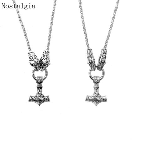 Classic Thor Hammer Mjolnir Pendant Dragon Tiger Head Faucet Sautoir Femme Long Chain Viking Necklace Men Women Punk Gothic Jewl-in Pendant Necklaces from Jewelry & Accessories on Aliexpress.com | Alibaba Group