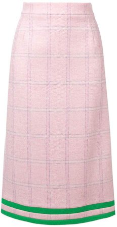 Pink Windowpane Tweed Pencil Skirt