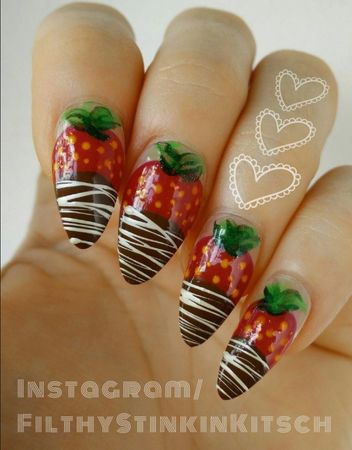 chocolate covered strawberry nails
