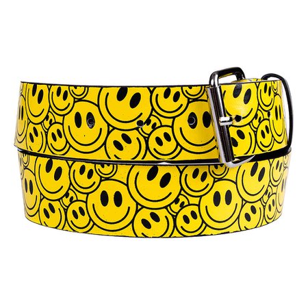 Blue Banana Smiley Faces Belt, Yellow Smiley Face, Bright Novelty Belt