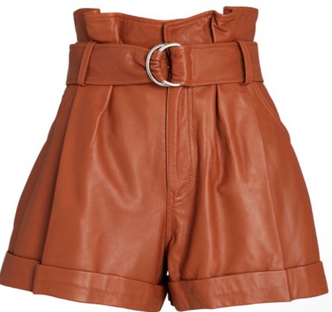 burnt orange shorts leather