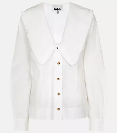 Cotton Poplin Shirt in White - Ganni | Mytheresa
