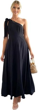 Amazon.com: YiKeGuiHuaShu Women' One Shoulder Lace-up Big Swing Dress Lady Sexy Sleeveless Dresses Female Party : Clothing, Shoes & Jewelry