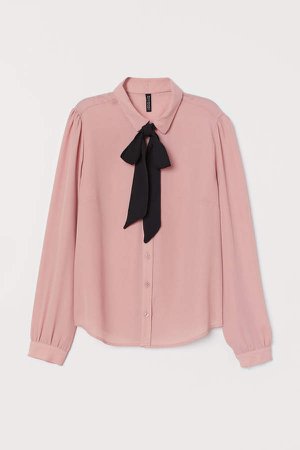 Tie-collar Shirt - Pink