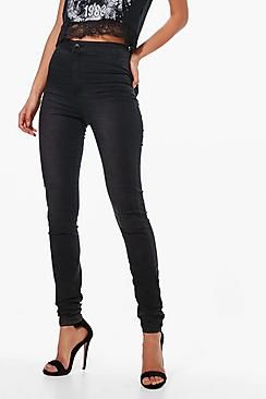 Tall Washed Black High Waisted 36"" Leg Jeans