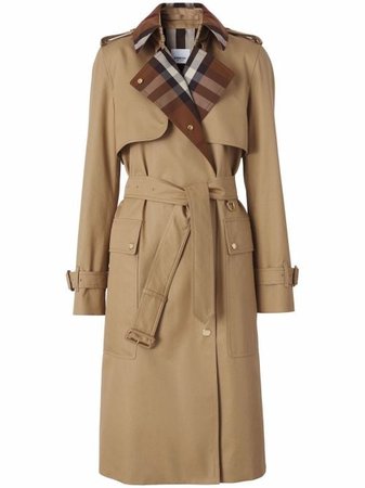 Burberry check-panel trench coat - FARFETCH