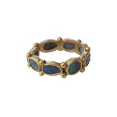 Black Opal Diamonds and Sapphires 22 Karat Gold Band Fashion Ring For Sale at 1stdibs