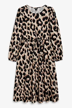 Drawstring waist maxi dress - Leopard print - Dresses - Monki WW