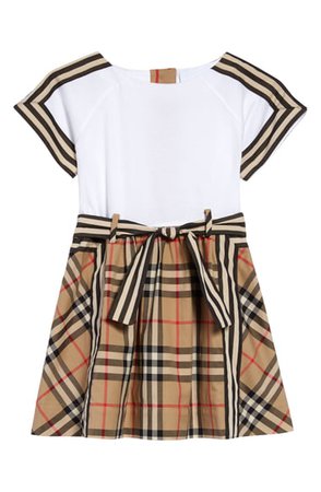 Burberry Rhonda Stripe Check Cotton Dress (Baby) | Nordstrom