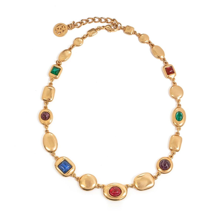 gold and colourful gemstone necklace