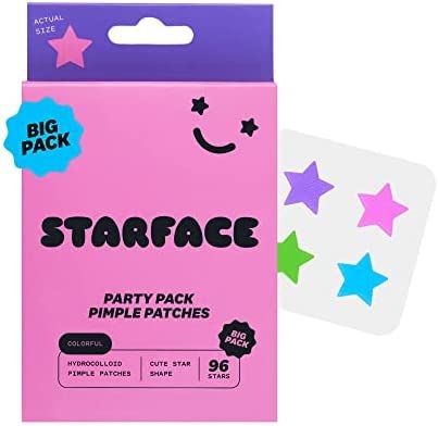 Amazon.com: Starface Party Pack BIG PACK Hydro-Stars, Colorful Hydrocolloid Pimple Patches, Absorb Fluid and Reduce Inflammation, Cute Star Shape (96 Count)… : Beauty & Personal Care