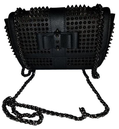 *clipped by @luci-her* Christian Louboutin Crossbody Sweet Charity Small Spiked Black Leather Shoulder Bag - Tradesy