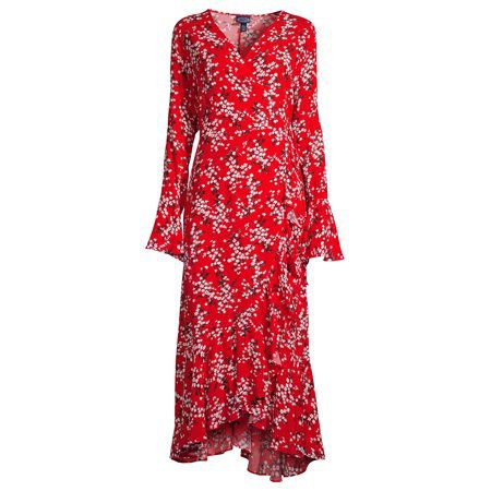 Scoop - Scoop High Low Wrap Dress Women's - Walmart.com red