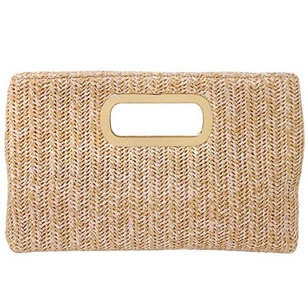 Amazon.com: Top Handle Straw Clutch, Natural: Clothing