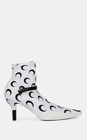 Marine Serre Moon-Print Tech-Jersey Ankle Boots In White