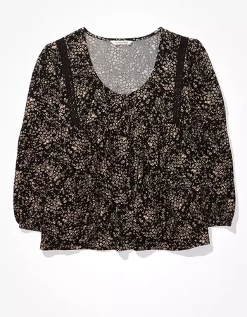 AE Embroidered Blouse black