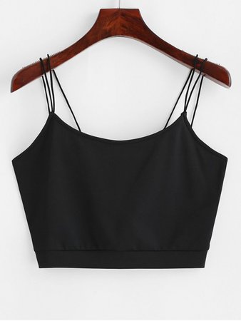 [58% OFF] [HOT] 2020 ZAFUL Solid Color Crop Strappy Cami Top In BLACK | ZAFUL