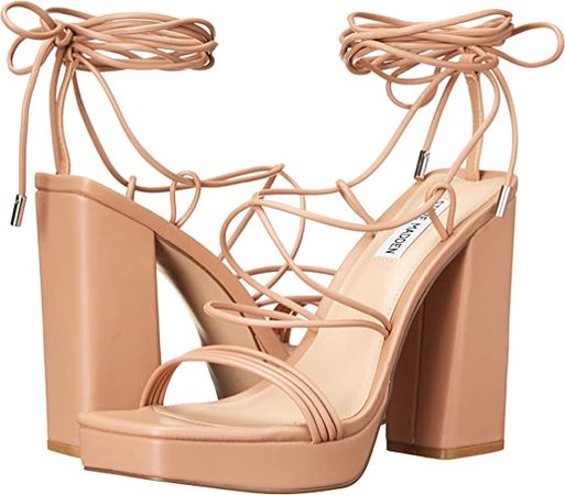 Amazon.com | Steve Madden Women's Manzie Heeled Sandal, Tan, 8 | Heeled Sandals
