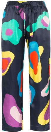 abstract pattern drawstring trousers