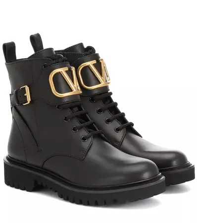 Valentino Garavani Vlogo Leather Ankle Boots | Valentino - Mytheresa