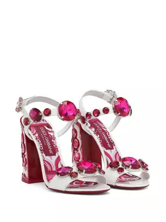 Dolce & Gabbana Majolica-print Embellished Sandals - Farfetch