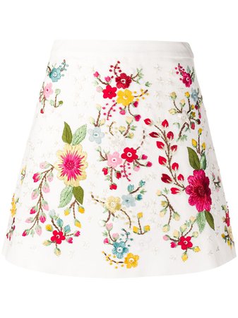 Wandering Floral Embroidered high-waisted Skirt - Farfetch