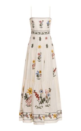 Lima Pradera Embroidered Linen Maxi Dress By Agua By Agua Bendita | Moda Operandi