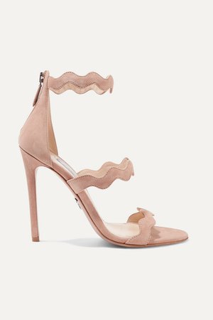 Prada | 115 scalloped suede sandals | NET-A-PORTER.COM