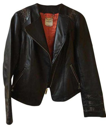 bebe Brown Moto Genuine Leather Jacket Size 8 (M) - Tradesy