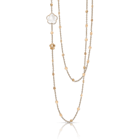 18k Rose Gold Bon Ton Necklace with Milky Quartz and Diamonds, Pasquale Bruni