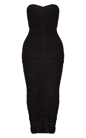 Shape Black Bandeau Ruched Midaxi Dress | PrettyLittleThing USA