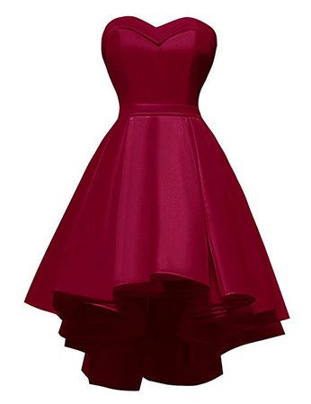 Amazon.com: Bess Bridal Women's High Low Satin Lace Up Prom Party Homecoming Dresses US12 Burgundy: Clothing