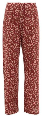 Hattie Floral Print Wide Leg Trousers - Womens - Red Multi