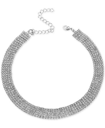 INC International Concepts Silver-Tone Rhinestone Wide Choker Necklace, 13" + 3" extender, Created for Macy's & Reviews - Necklaces - Jewelry & Watches - Macy's