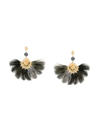 Gas Bijoux Agaia feather drop earrings