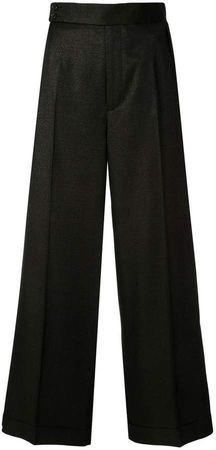 black flared trousers