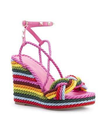 Valentino Garavani Rockstud Torchon Rainbow Espadrille Sandals